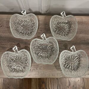 Vintage Glass Apple Shaped Fruit Serving Plates Bowls